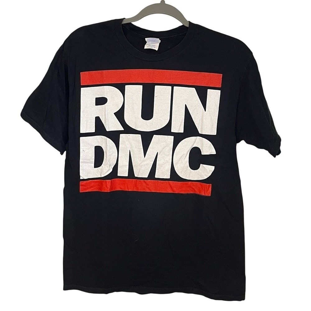 Run DMC Mens Medium Graphic T-Shirt Black Port & Company Hip Hop Band Tee
